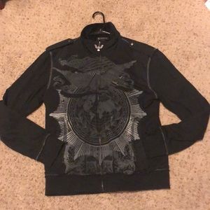 INC Black Zip Up Sweater Size Large
